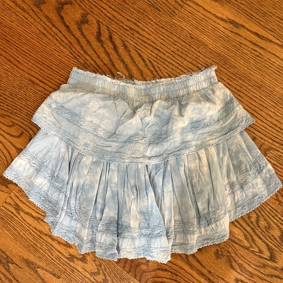 LoveShackFancy Ruffle Mini Skirt in Pacific Indigo Hand Dye - Picture 5 of 5